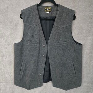 Wyoming Traders Vest Men Large Tall Grey Wool Western Cowboy Ranch Rodeo Classic